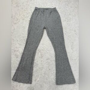 Women’s Grey High Waist Ribbed Knit Flare Leg Pants Size Small 4-6